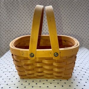 Vintage Woven Oblong Handled Gathering / Gardening / Herbs / Flower Basket EUC